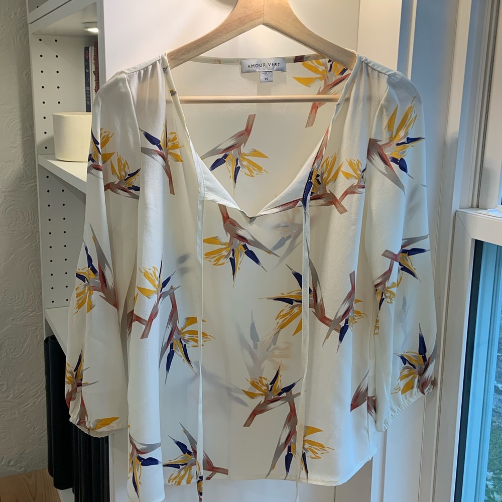 Amour Vert Margie Blouse, Birds of Paradise, XS
